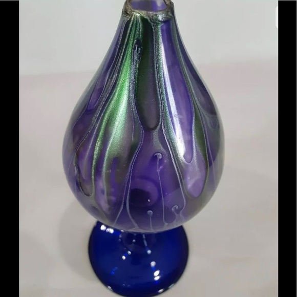 Beautiful Set Of Three Purple/Blue Hand Blown Glass Oil Diffusers - Picture 3 of 11